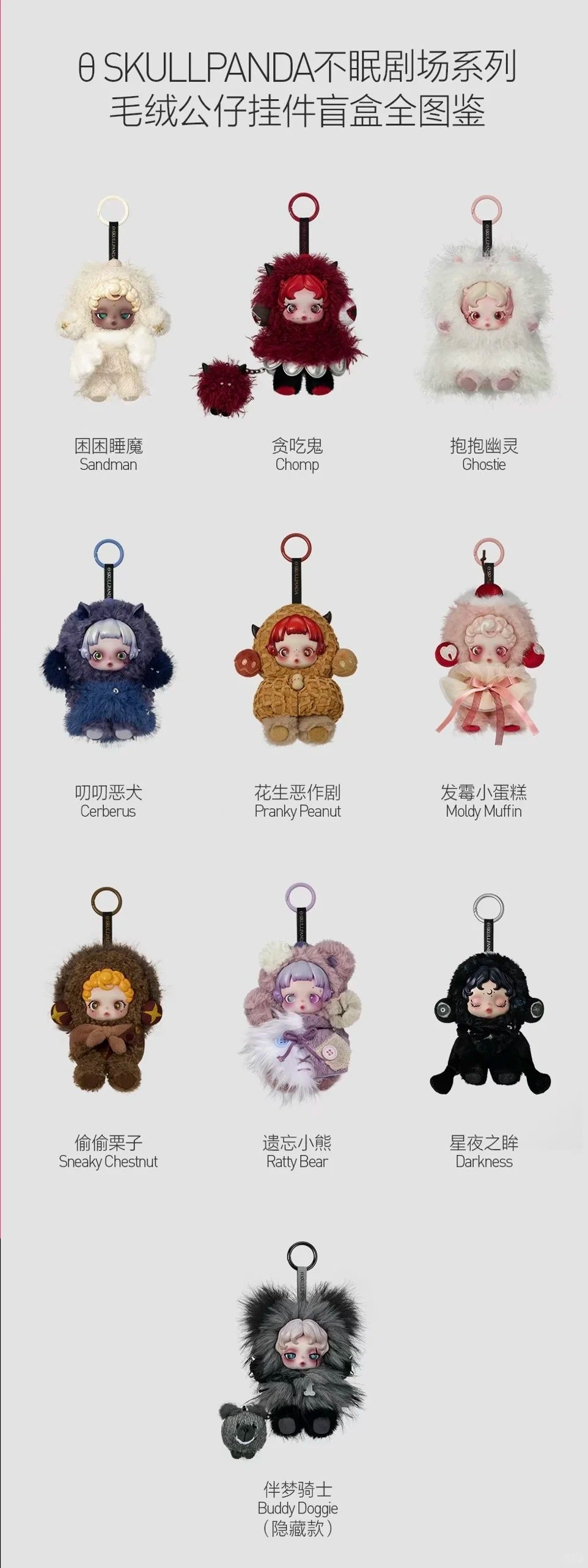SKULLPANDA Sleepless Night Series Plush Doll Charms